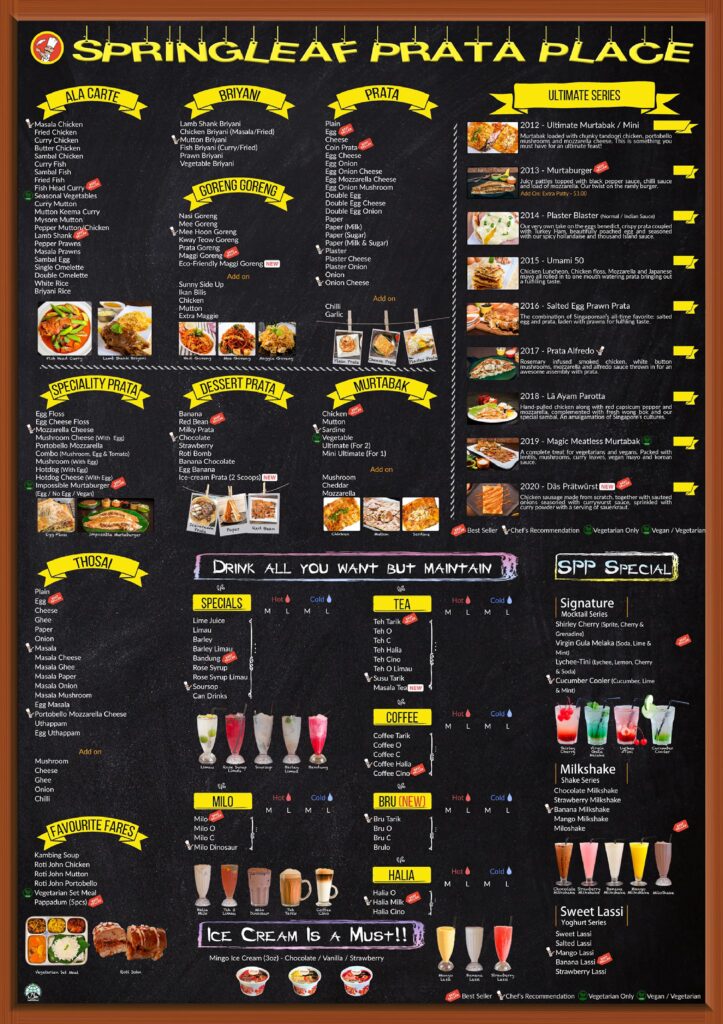 Springleaf Prata Singapore Menu