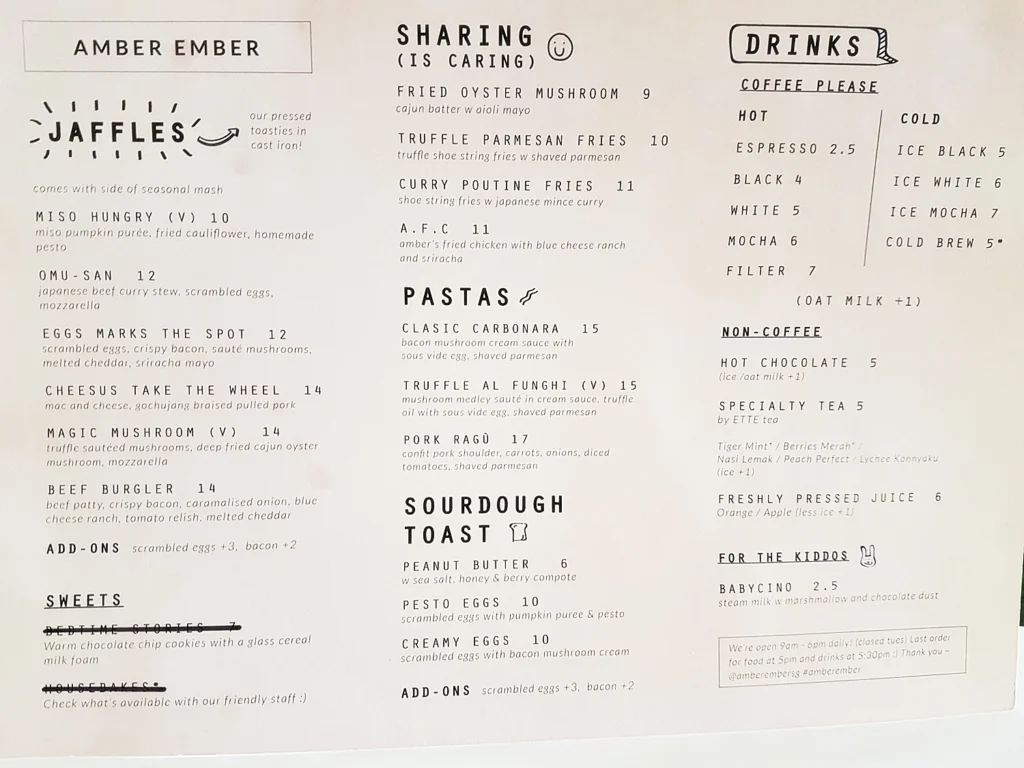 AMBER EMBER SINGAPORE MENU