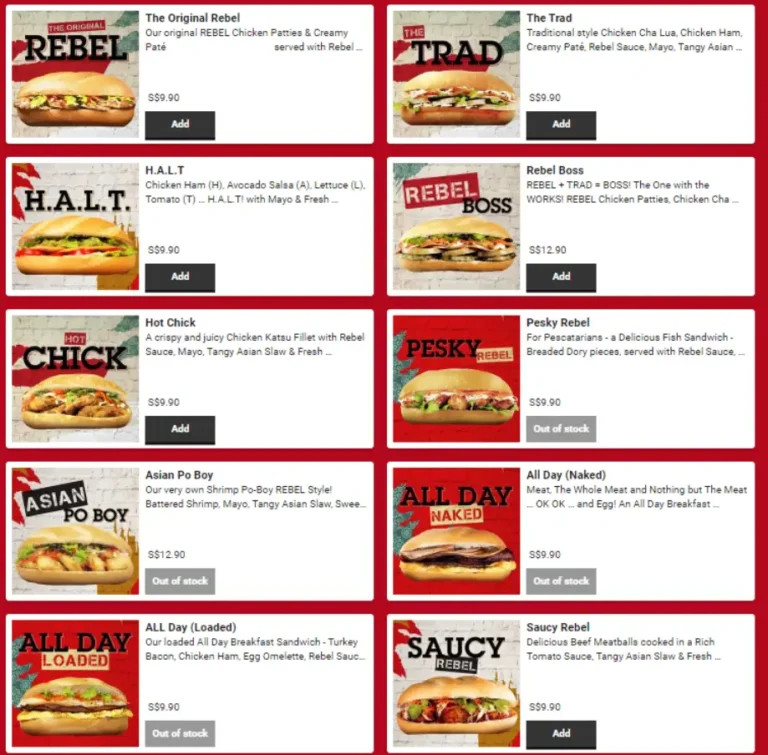 REBEL GURL SINGAPORE MENU