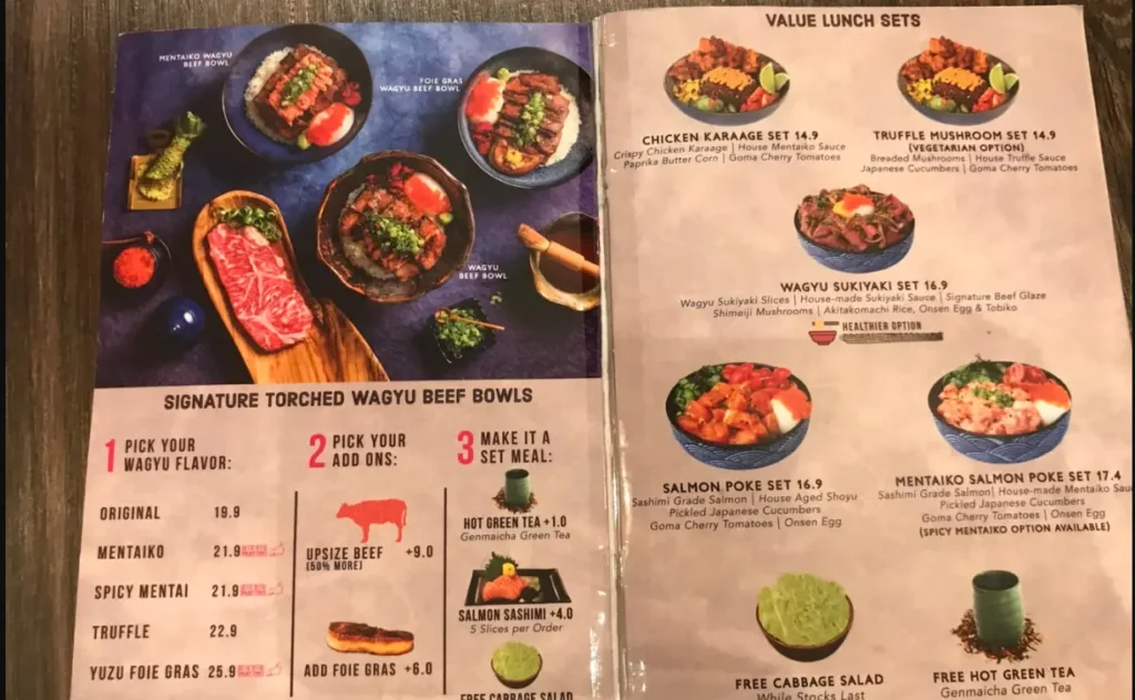 WAA COW SINGAPORE MENU