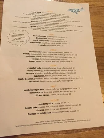 HUMPBACK SINGAPORE MENU